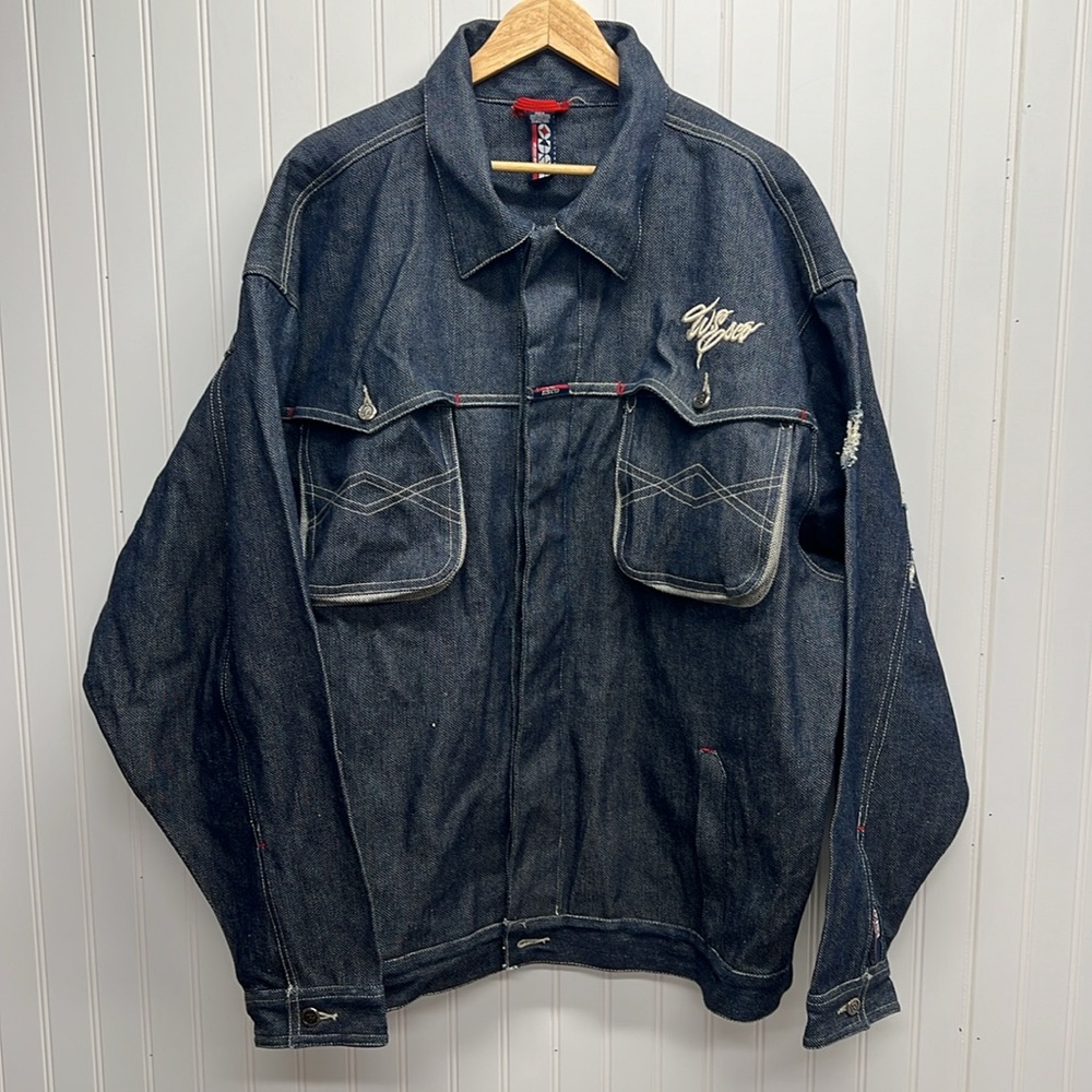 Willie Esco‎ Dungarees Denim Jean Jacket Distressed Sz 2X